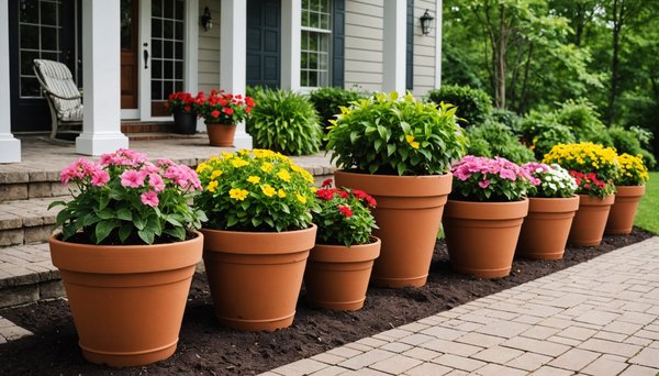 Utilisation de pots de fleurs pour l'aménagement paysager